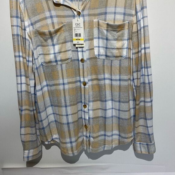 C&C California Women's Multicolor Soft Long Sleeve Button Up Shirt Medium NWT - Picture 2 of 10